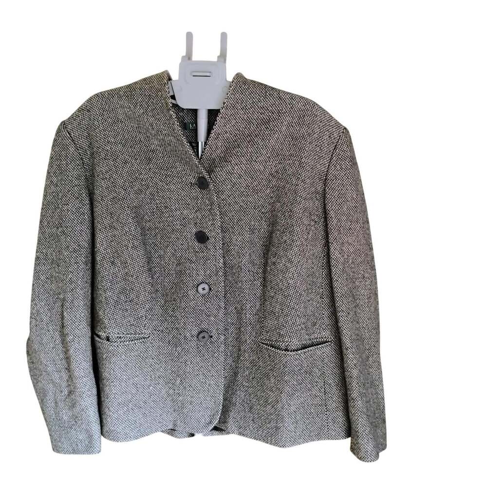 Like New Ralph Lauren XL 1X Herringbone Wool Blazer Equestrian Academia